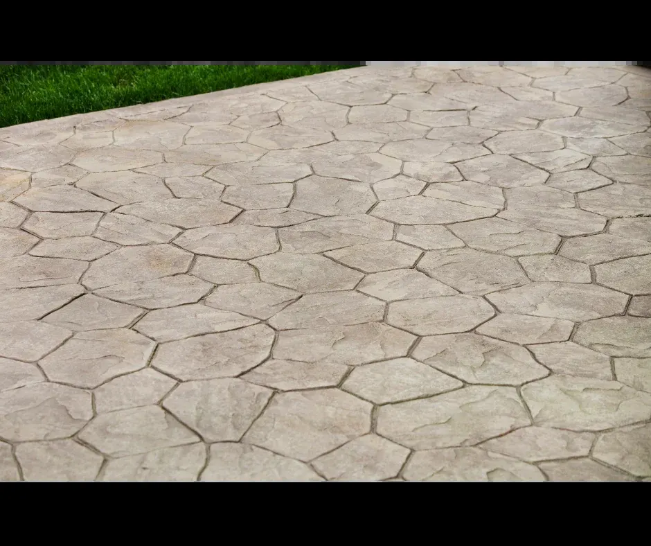 gray stamped concrete surface in a random stone pattern in Royal Palm Beach