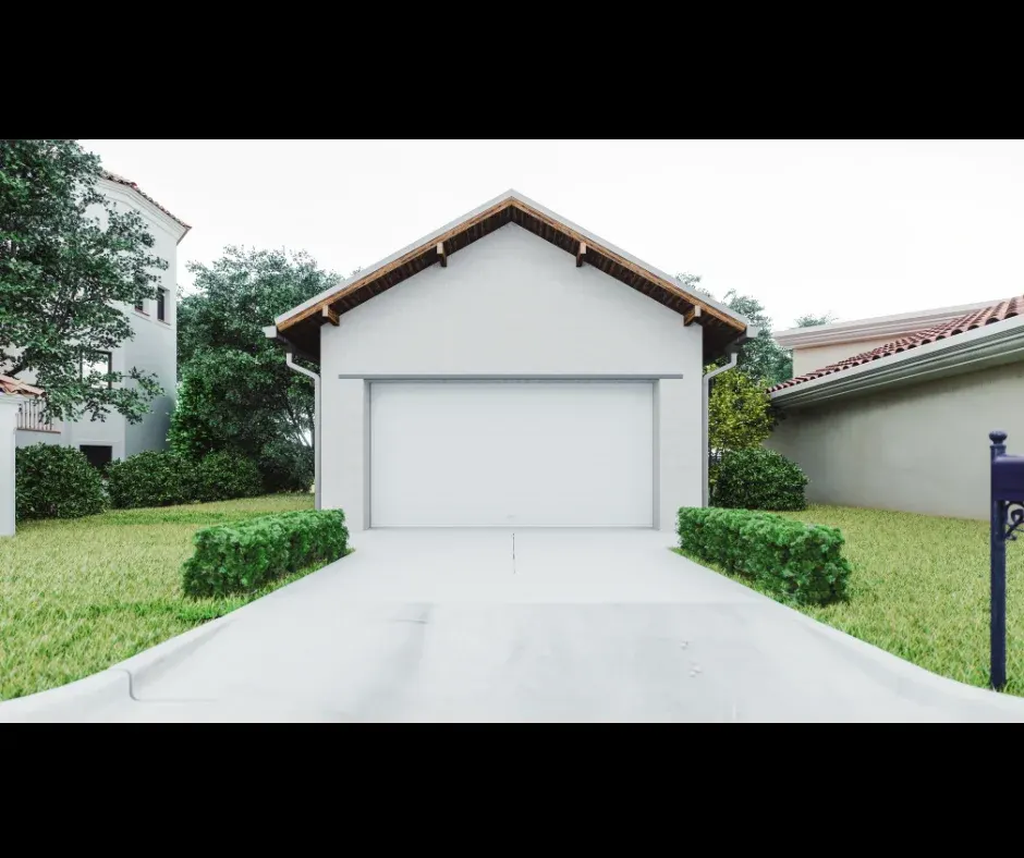 straight concrete driveway with control joints leading to a white garage in Royal Palm Beach